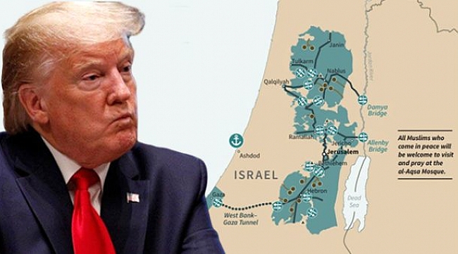 Trump, sözde Orta Doğu barış planının öngördüğü İsrail ve Filistin haritasını paylaştı.