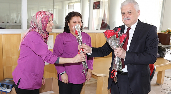 BAŞKAN DEVECİLER ÇALIŞAN KADINLARI ZİYARET ETTİ.