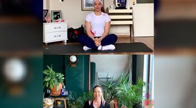 Müge Boz ve milli jimnastikçi Onbaşı'dan canlı antrenman