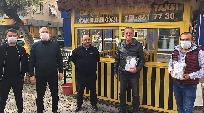 Bornovalı şoförlere koronadan korunma paketi.