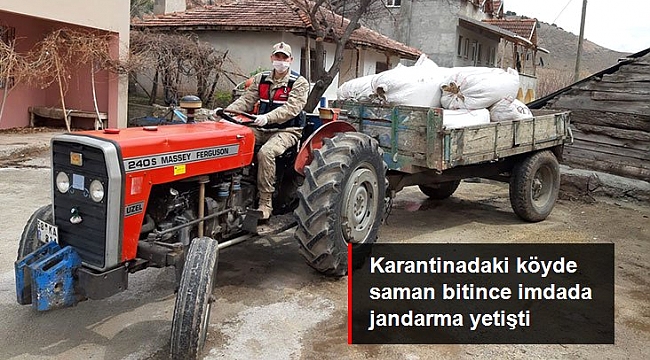 Karantina altındaki köyde saman bitince jandarma saman taşıdı.