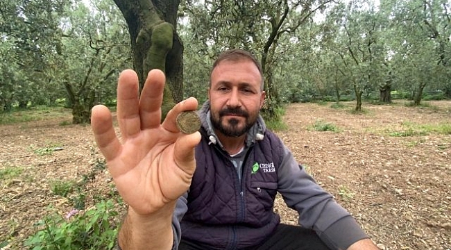 Bursalı çiftçi, tarlasında bulduğu 2200 yıllık sikkeyi müzeye teslim etti.