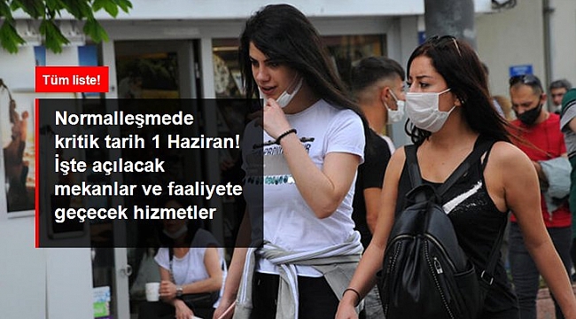 Normalleşmede kritik tarih 1 Haziran! İşte açılacak mekanlar ve faaliyete geçecek hizmetler.