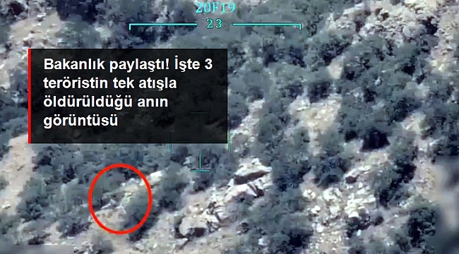 Milli Savunma Bakanlığı, 3 teröristin öldürüldüğü anın görüntüsünü paylaştı.