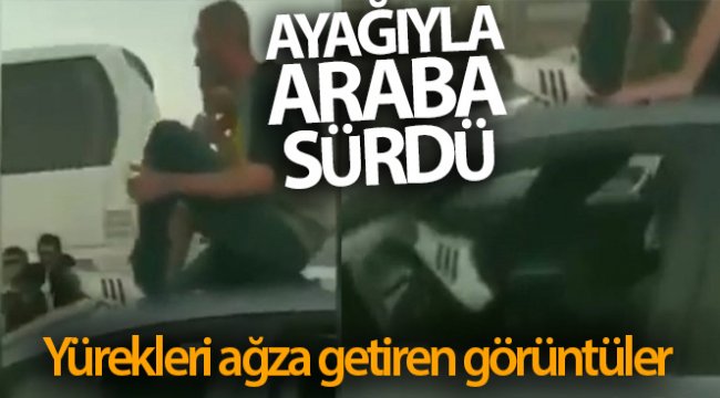 İzmir&#039;de trafik magandası ayağıyla araç sürdü