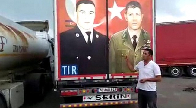 Türk tır şoförü, Gürcistan polisine direndi ve aracındaki Türk kahramanlarının fotoğraflarını söktürmedi.
