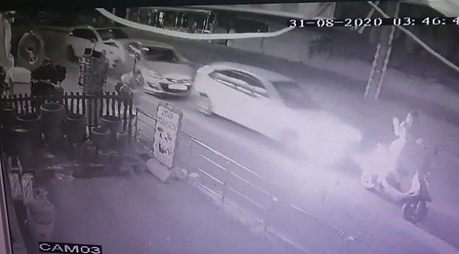 Alkollü sürücünün dehşet saçtığı anlar güvenlik kamerasında.