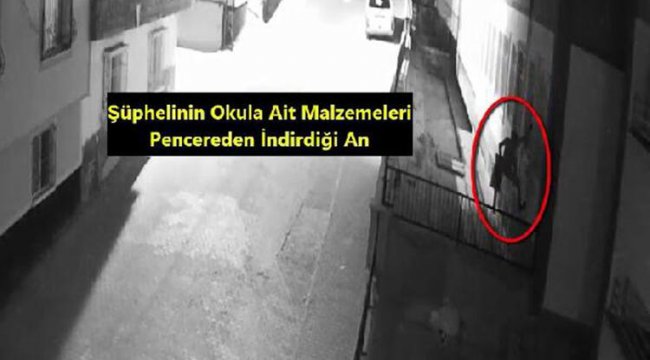 Okuldan hırsızlık şüphelisi kameradan belirlenip yakalandı