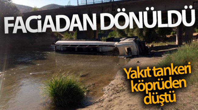 Yakıt tankeri köprüden düştü