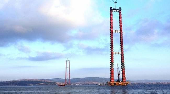 1915 Çanakkale Köprüsü'nde geçici çalışma halatı montajı başladı.