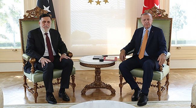Cumhurbaşkanı Erdoğan, Libya Başbakanı Fayiz es-Serrac'ı kabul etti.