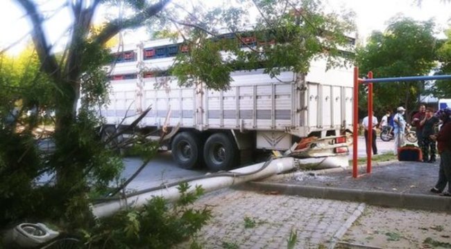 Manisa&#039;da freni boşalan kamyon çocuk parkına daldı! Faciaya ramak kala