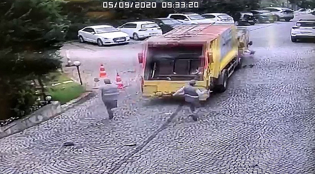 Sarıyer'de çöp kamyonu dehşetinin görüntüleri ortaya çıktı.