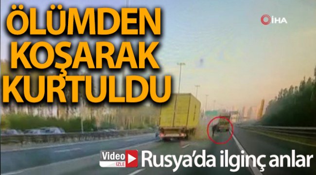Rusya’da otoyol ortasında aracı bozulan sürücü ölümden koşarak kurtuldu