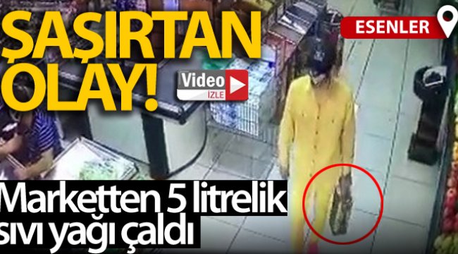 5 litrelik sıvı yağı çaldı, marketten elini kolunu sallayarak çıktı