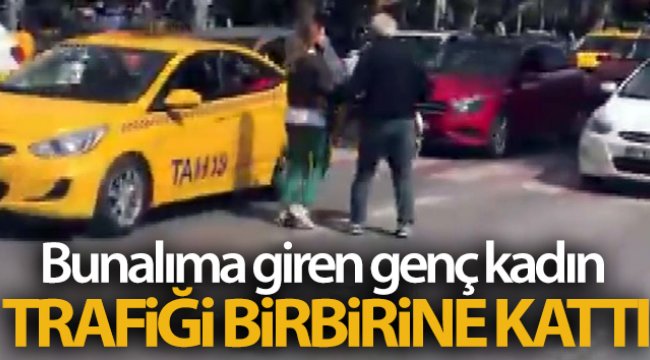 Bağdat Caddesinde bunalıma giren genç kadın sürücülere zor anlar yaşattı