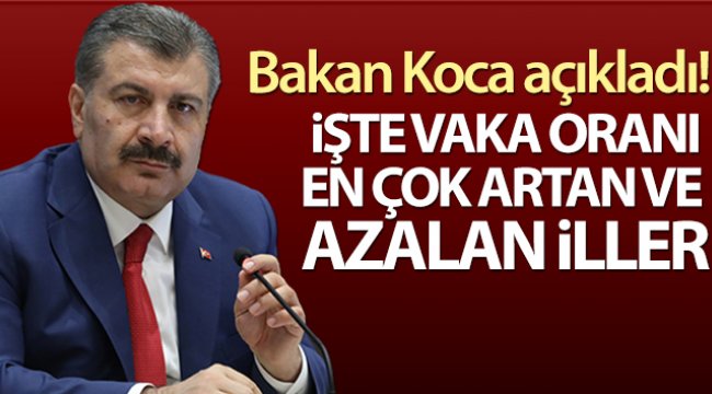 Bakan Koca açıkladı! Vaka oranı en çok artan ve azalan iller