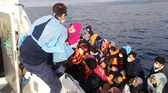 Çanakkale açıklarında 110 düzensiz göçmen kurtarıldı