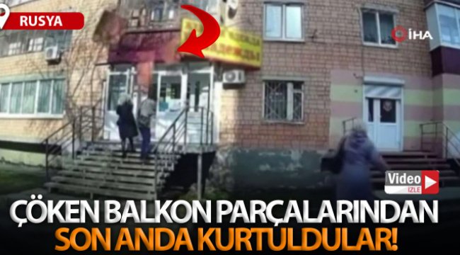 Rus kadınlar çöken balkon parçalarından son anda kurtuldu