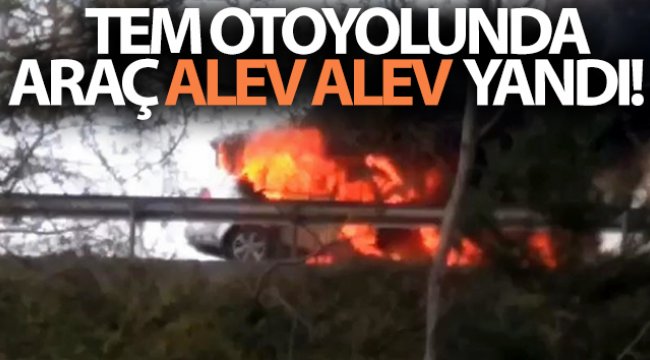 TEM Otoyolunda araç alev alev yandı!