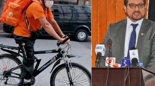 Eski bakan, başka ülkede kurye oldu