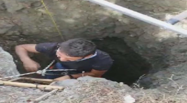 Fotoğraf çekmek isterken definecilerin kazdığı kuyuya düştü