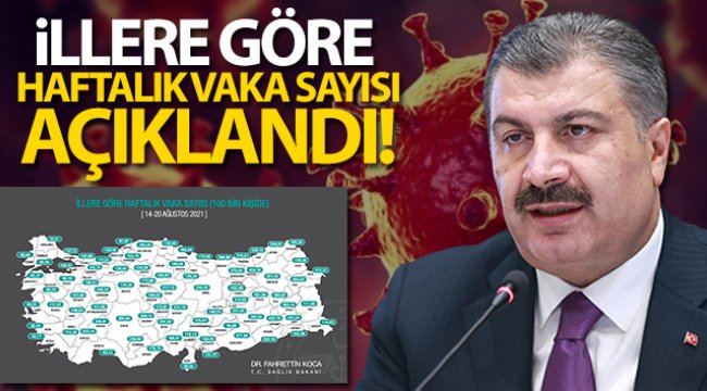 İllere göre haftalık vaka sayıları açıklandı!