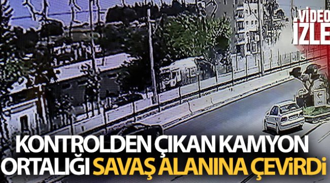 Kontrolden çıkan kamyon ortalığı savaş alanına çevirdi