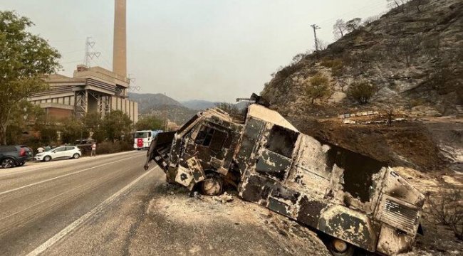 Muğla’daki termik santralin son hali görüntülendi! TOMA alevler içinde kaldı, bölge hayalet şehre döndü