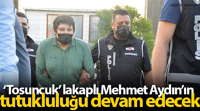 ‘Tosuncuk' lakaplı Mehmet Aydın'ın tutukluluğu devam edecek.