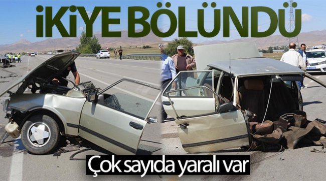 Erzurum’da feci kaza, araç ikiye bölündü:5 yaralı