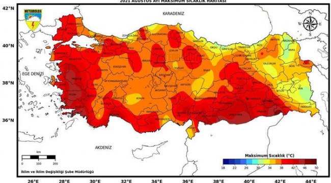 Meteoroloji sıcaklık haritası ile duyurdu! Son 50 yılın en sıcak 6'ncı Ağustos'u