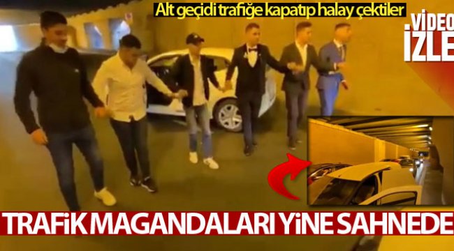 Fatih’te düğün magandaları alt geçidi trafiğe kapatıp halay çekti