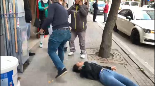 Sokak ortasında kadına şiddet! Müdahale edenlere de saldırdı...