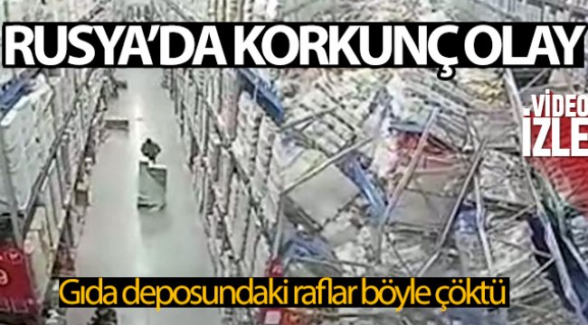 Rusya&#039;da gıda deposundaki raflar çöktü, 1 işçi ağır yaralandı