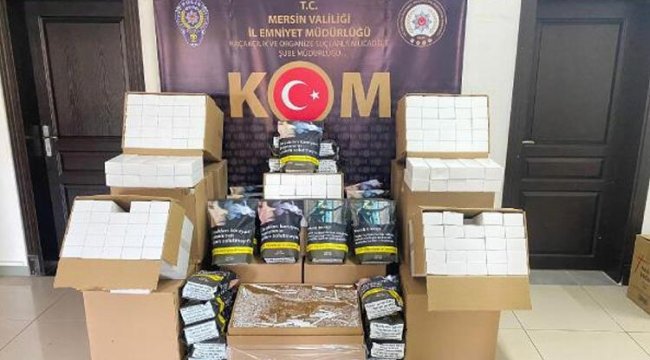 Mersin'de 44 kilo tütün ve 245 bin makaron ele geçirildi