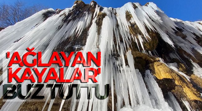 Tunceli’de havalar soğudu, 'Ağlayan Kayalar' buz tuttu