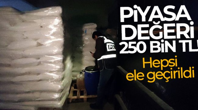 Eyüpsultan&#039;da piyasa değeri 250 bin Türk Lirası olan sahte toz deterjan ele geçirildi