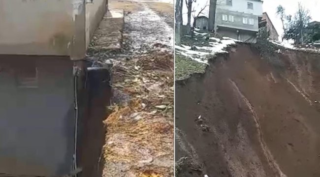 Trabzon’da heyelan! 2 katlı bina boşaltıldı