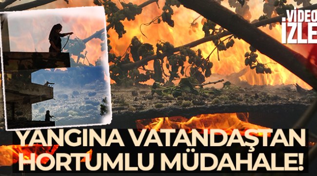 Pendik’te yanan gecekonduya vatandaştan hortumlu müdahale