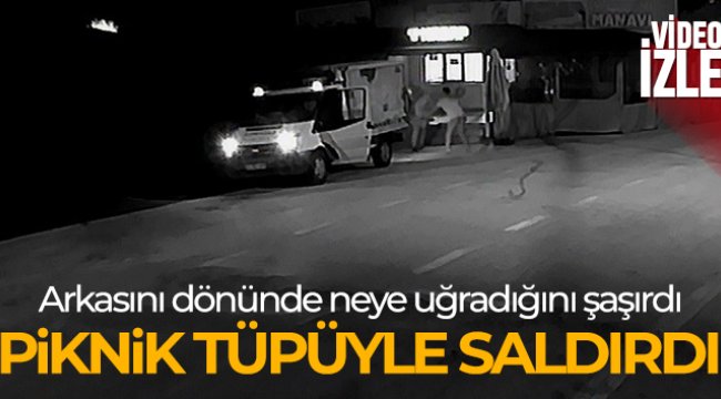 Tartıştığı kişiye piknik tüpüyle saldırdı