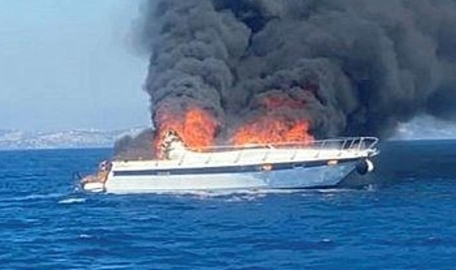 Bodrum'da milyon dolarlık tekne alevlere teslim oldu! Yangında mahsur kaldılar...