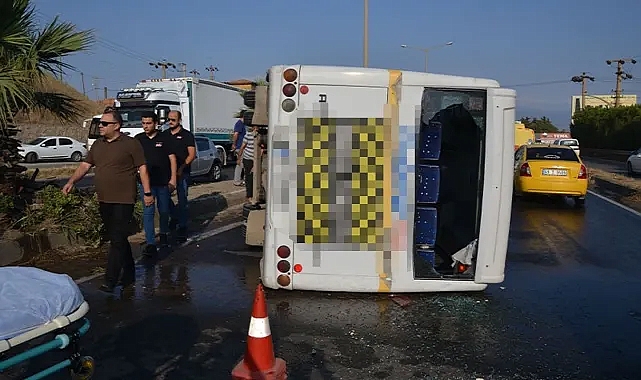 Feci kaza! Servis midibüsünün devrilmesi sonucu çok sayıda yaralı var