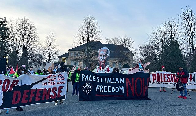 ABD'de Savunma Bakanı Austin ve Ulusal Güvenlik Danışmanı Sullivan'in evinin önünde İsrail karşıtı protesto