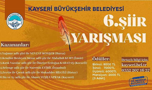 Büyükşehir'in 6'ncı şiir yarışmasında kazananlar belli oldu