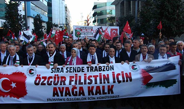 HAK-İŞ Filistin'e destek için Trabzon'da miting düzenledi
