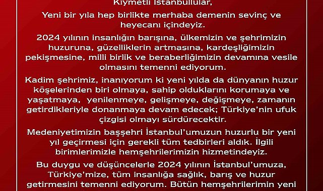 İstanbul Valisi Gül: "İstanbul'umuzun huzurlu bir yeni yıl geçirmesi için gerekli tüm tedbirleri aldık"