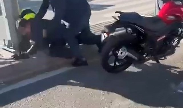 Motosiklet sürücüsünü kaskla darp eden şahıs yakalandı