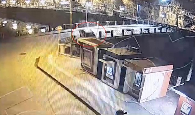 Otomobilin köprüden Yeşilırmak Nehri'ne uçtuğu anlar kamerada
