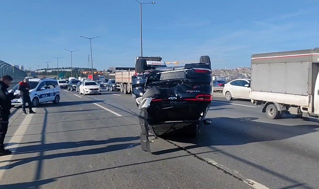 TEM Otoyolu'nda takla atan araçtaki çiftin burunları bile kanamadı
